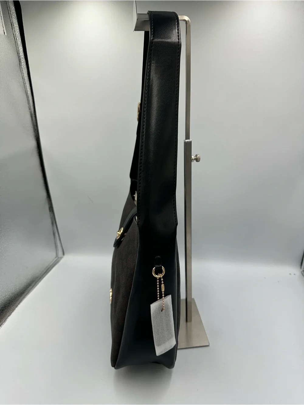 Coach Hadley Hobo Signature Canvas Brown Black Leather Turnlock Gold CW003 NWT